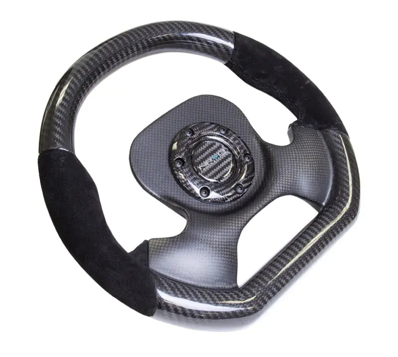 Nrg Carbon Fiber Steering Wheel (320Mm) Cf Center Plate & Two-Tone Carbon W/Suede Trim Handles 1