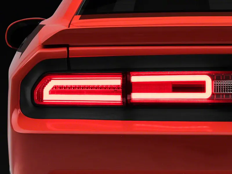 Raxiom 08-14 Dodge Challenger Led Tail Lights- Chrome Housing - Red/Clear Lens 1