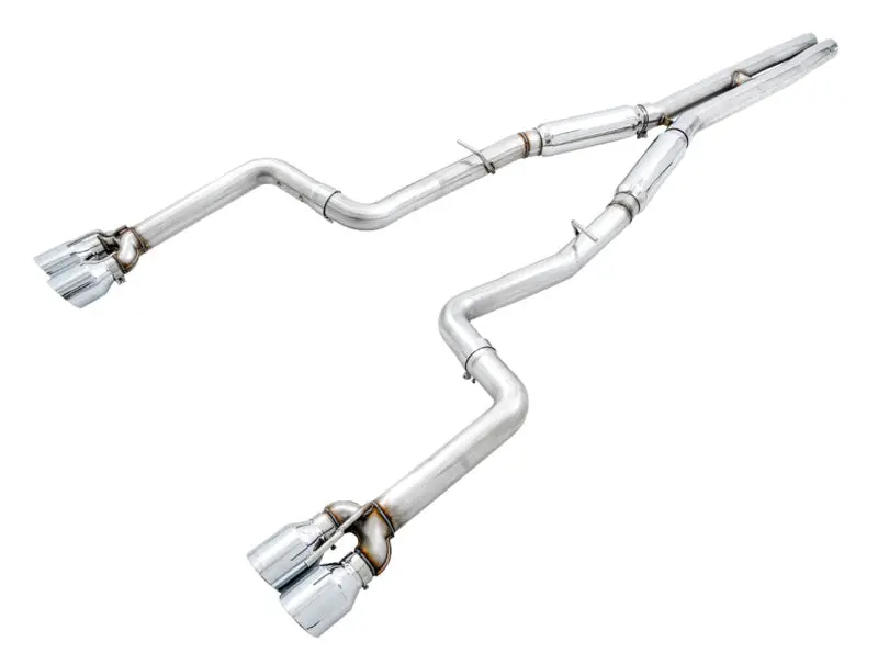 Awe Tuning 2015+ Dodge Challenger 6.4L/6.2L Sc Track Edition Exhaust - Quad Chrome Silver Tips 1
