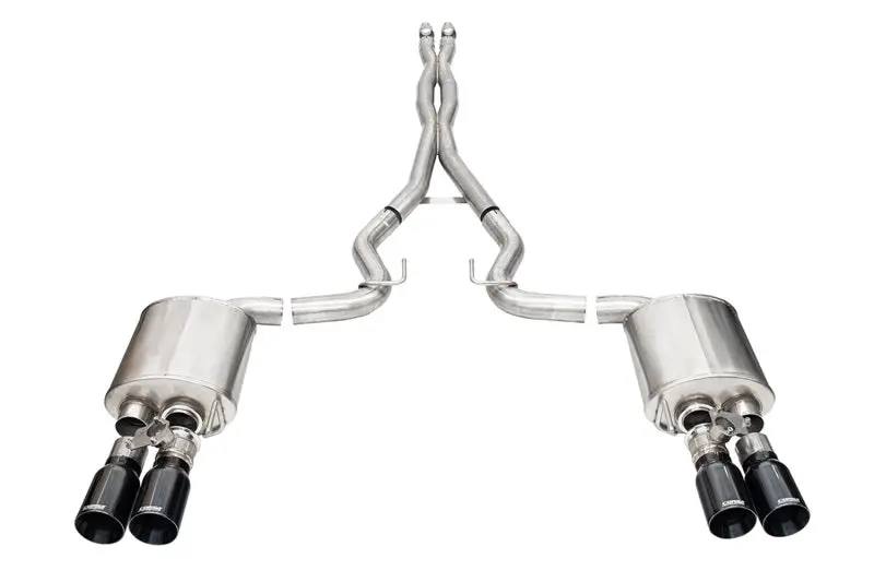 Corsa 2024-2025 Ford Mustang V8 5.0L 3In Cat-Back Exhaust System W/ Twin 4In Black Straight Tips 1