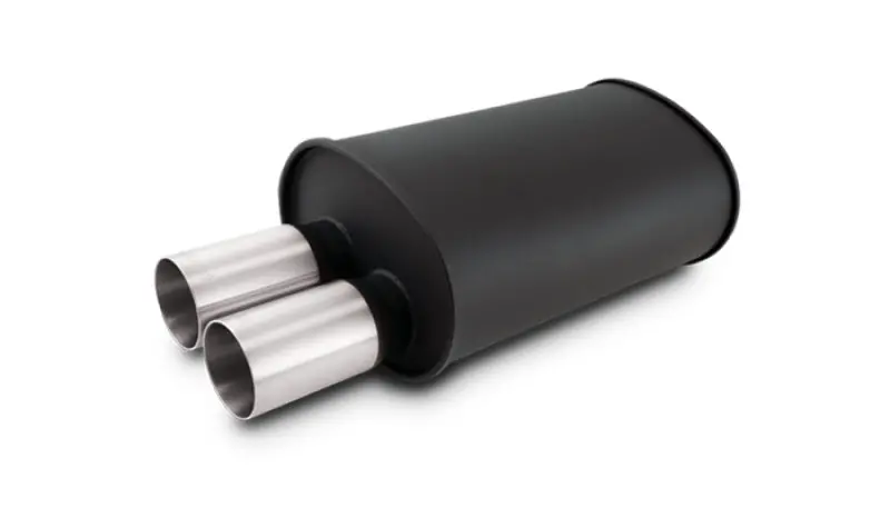 Vibrant Streetpower Flat Blk Muffler 9.5X6.75X15in Body 2.5In In Id 3In Tip Od W/Dual Straight Tips 1