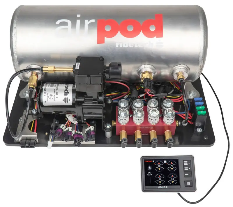 Ridetech Ridepro E5 Air Ride Suspension Control System 3 Gal Single Compressor Airpod 1/4In Valves 1