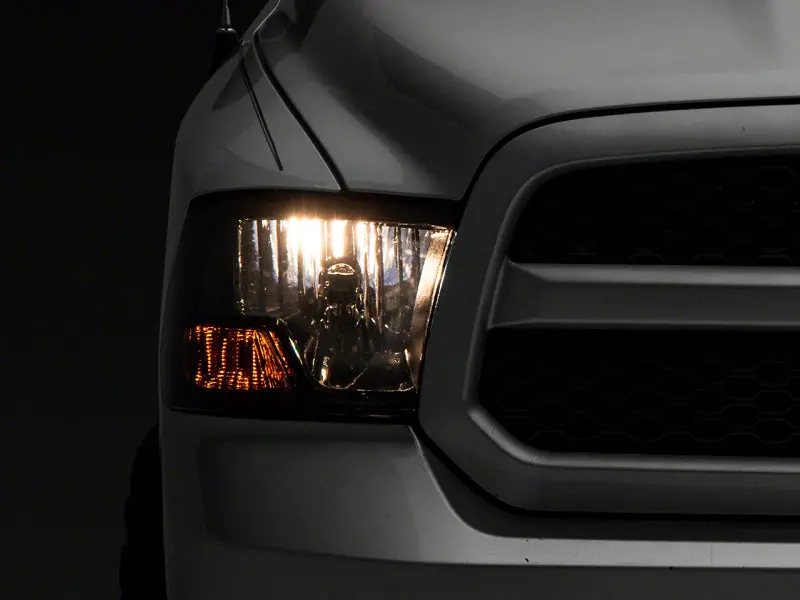 Raxiom 09-18 Dodge Ram 1500 Axial Oem Rep Headlights W/ Single Bulb- Chrome Housing (Smoked Lens) 1