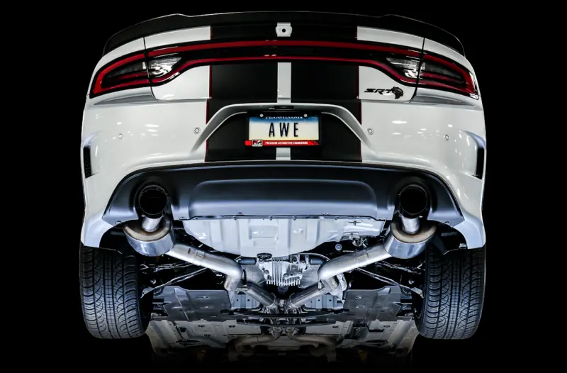 Awe Tuning 2015+ Dodge Charger 6.4L/6.2L Non-Resonated Touring Edition Exhaust - Diamond Blk Tips 2