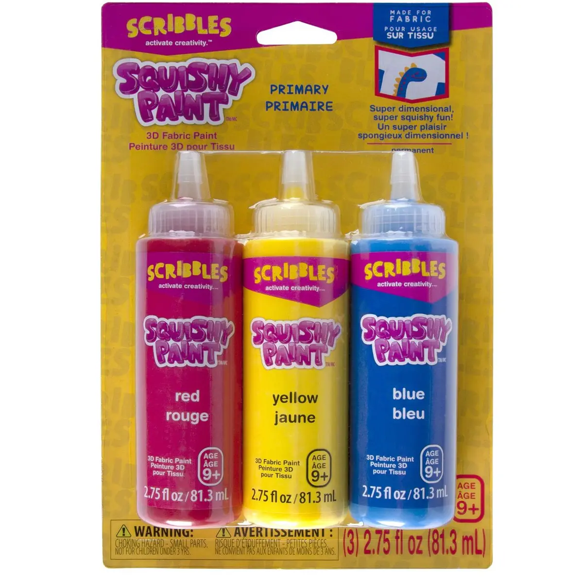 Scribbles • Squishy 3D Textielverf 81,3Ml Rood Geel Blauw 3Stuks 1