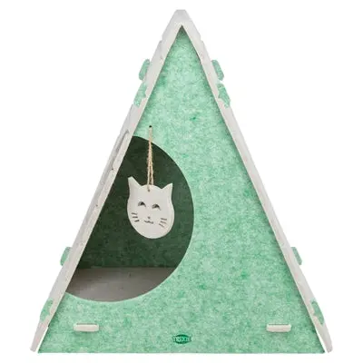 Trixie Kattenmand Speelbox Lucy Driehoekig Vilt Zand Groen 1
