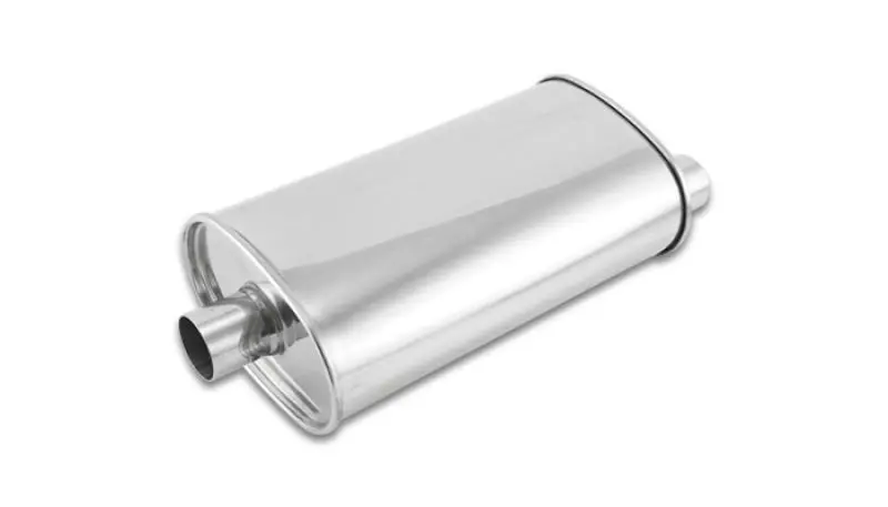 Vibrant Streetpower Oval Muffler - 2In Inlet/Dual Outlet (Center In - Offset Out) 1