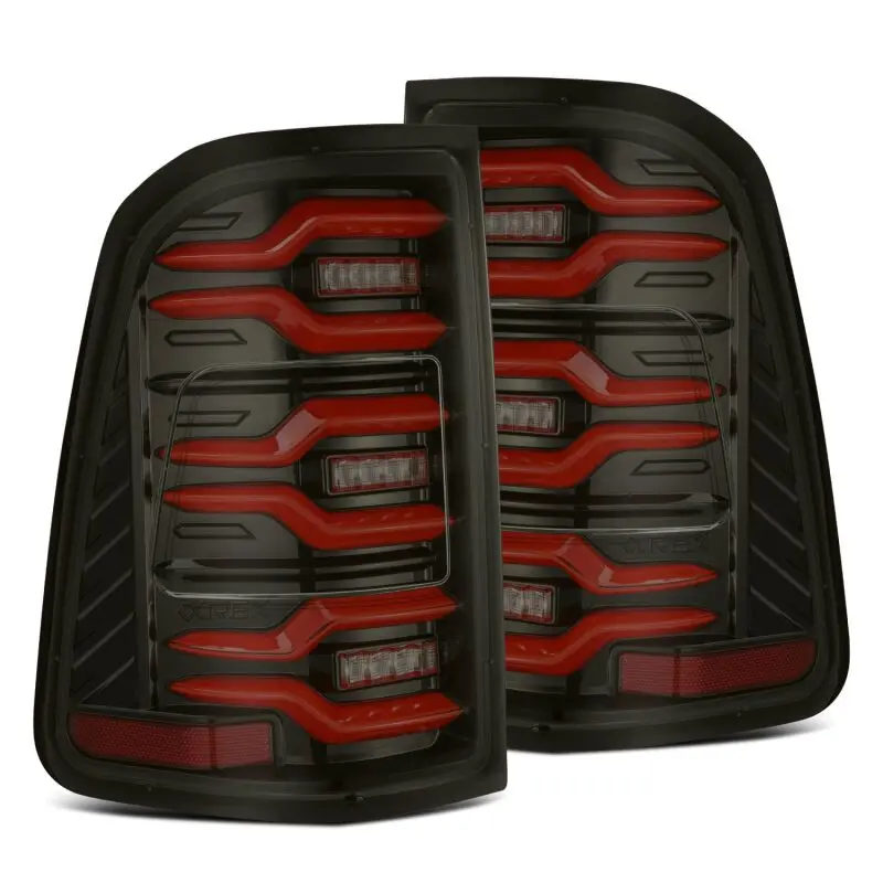 Alpharex 19-21 Dodge Ram 1500 Luxx-Series Led Tail Lights Black/Red W/Activ Light/Seq Signal 1