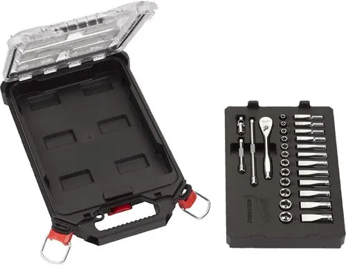 Milwaukee Accessoires Metrische 1 4 Ratel + Doppen Set (28-Delig) In Packout Compact Slim Organiser - 4932478812 2
