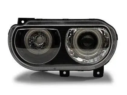 Raxiom 08-14 Dodge Challenger Dual Led Halo Projector Headlights- Black Housing (Clear Lens) 1