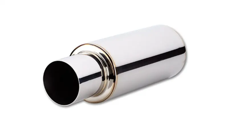 Vibrant Tpv Round Muffler (23In Long) With 4In Round Tip Straight Cut - 2.5In Inlet I.D. 2