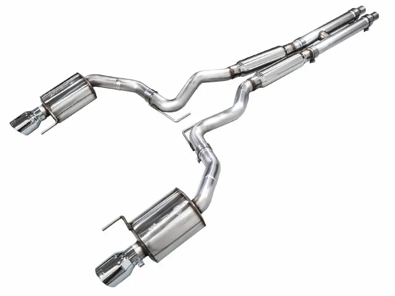 Awe 2024 Ford Mustang Gt Fastback S650 Rwd Touring Catback Exhaust W/ Dual Chrome Silver Tips 1