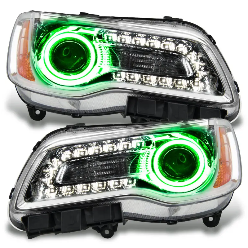 Oracle 11-14 Chrysler 300C Non Hid Led Halo Headlights Chrome Housing - Green 1