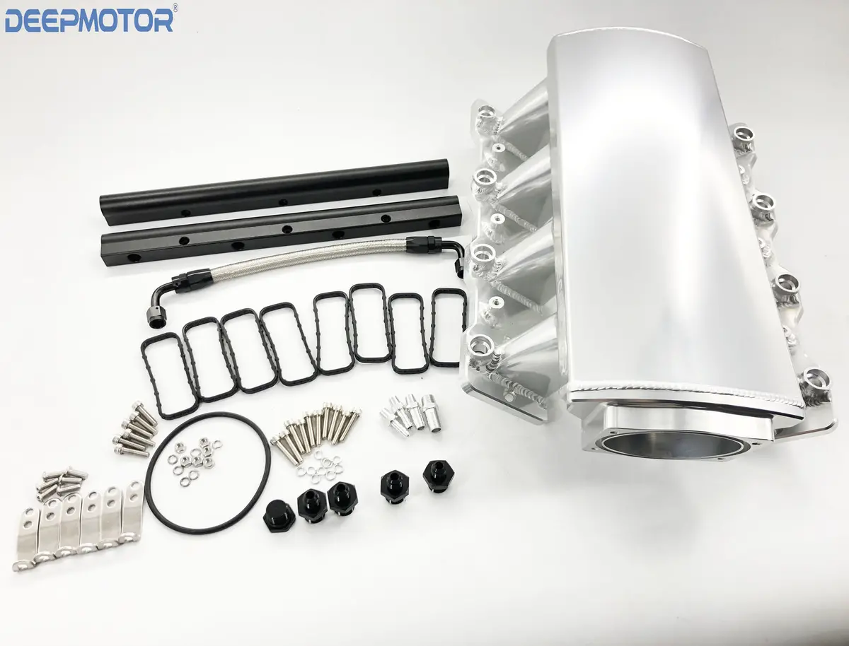 Low Profile Intake Manifold Ls1 Ls2 Ls6 W Map Sensor Port Fuel Rail + Tb Bracket 2