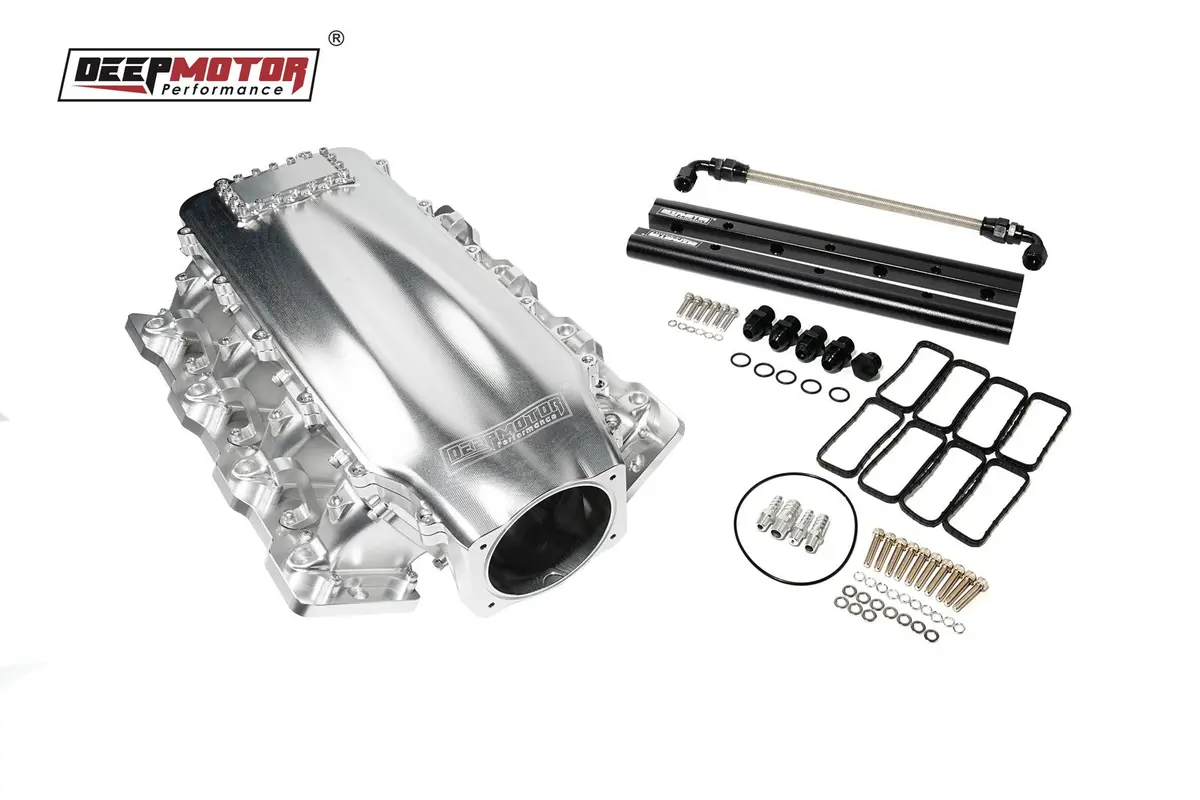 Billet 102Mm Intake Manifold Set With Burst Panel Flange For Ls1 Ls2 Ls6 Silver 1