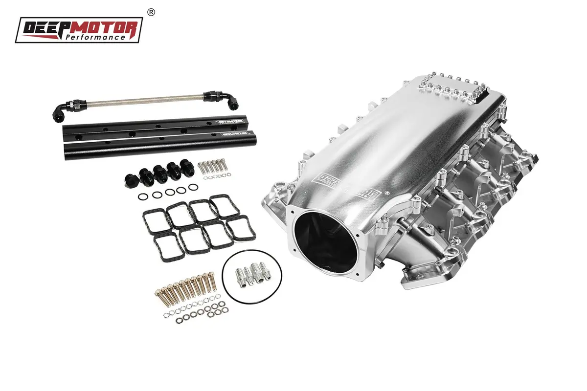 Billet Cnc 102Mm Intake Manifold Set With Burst Panel Flange For Ls3 L92 Silver 1