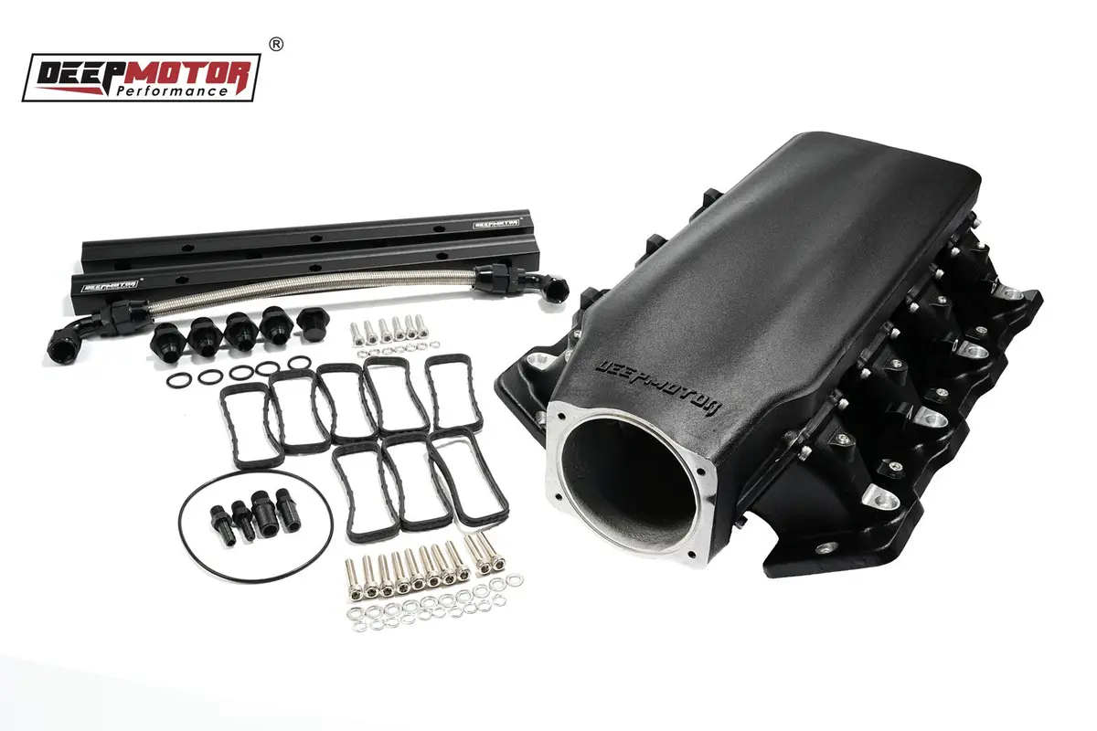 Deepmotor Ls1 Ls2 Ls6 102Mm Casting Bolted Intake Manifold With Fuel Rail Black 1