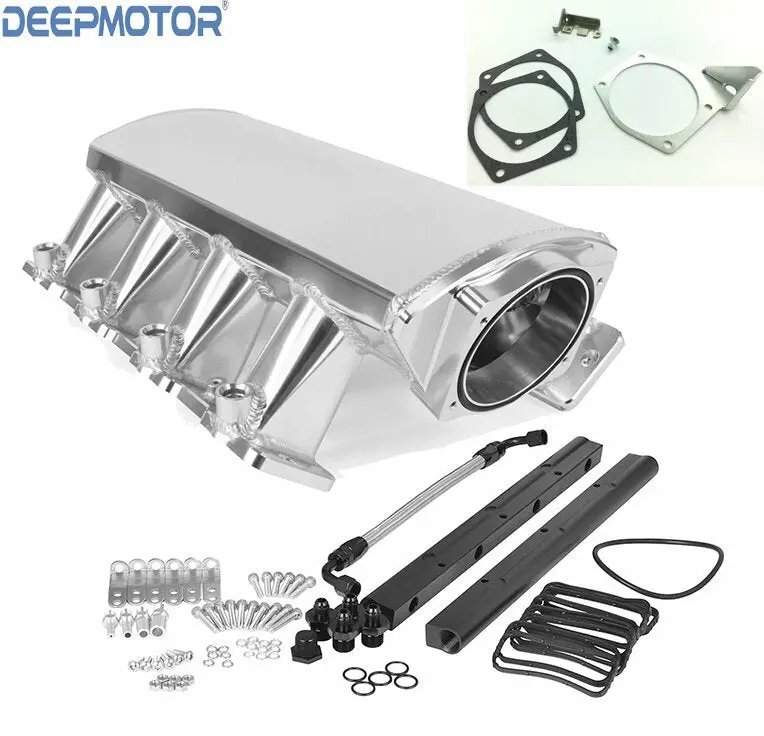Low Profile Intake Manifold Ls1 Ls2 Ls6 W Map Sensor Port Fuel Rail + Tb Bracket 1