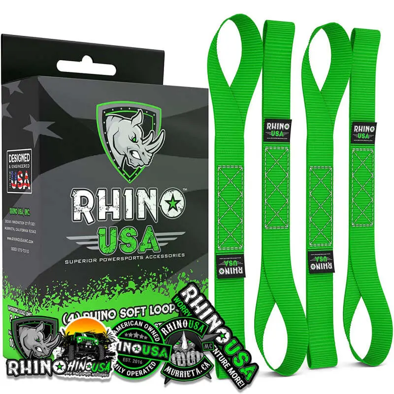 Rhino Usa Soft Loops Motorcycle Tie-Down Set 4-Pack Green 1