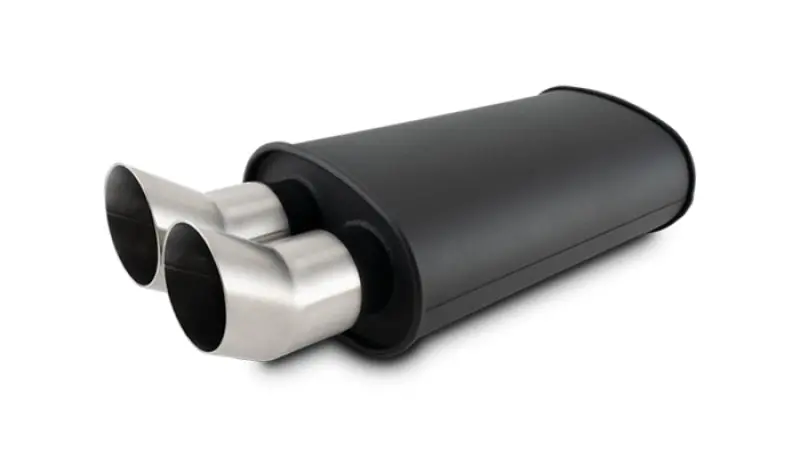 Vibrant Streetpower Flat Blk Muffler 9X5x15in Body 2.5In Inlet Id 3In Tip Od W/Dual Dtm Tips 1