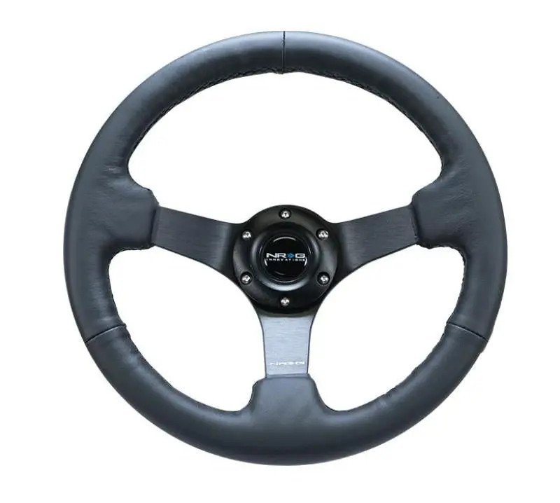 Nrg Reinforced Steering Wheel (330Mm/ 3In. Deep) Sport Leather Racing/ 4Mm Matte Black Spoke 1