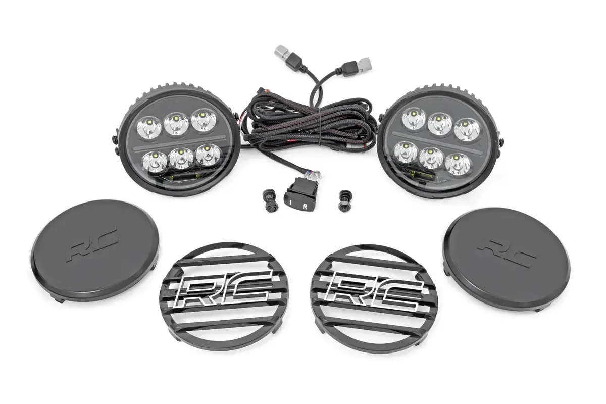 Rough Country Black Series Halo Led Light Pair White/Amber Drl | 6.5 Inch | Round 1