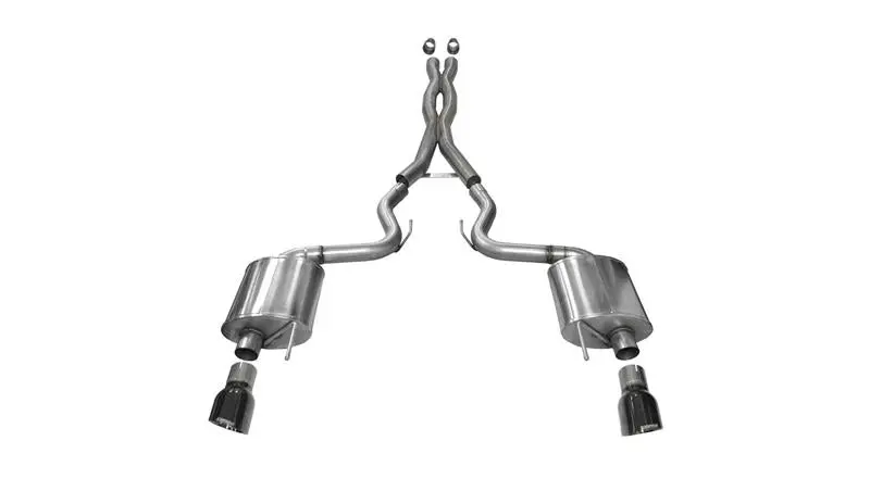 Corsa 2015-2017 Ford Mustang Gt 5.0 3In Cat Back Exhaust Black Dual Tips (Sport) 2
