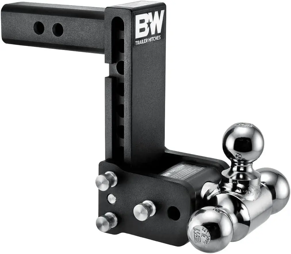 B&W Trailer Hitches Tow & Stow Adjustable Trailer Hitch Ball Mount - Fits 2" Receiver, Tri-Ball (1-7/8" X 2" X 2-5/16"), 7" Drop, 10,000 Gtw - Ts10049b 1