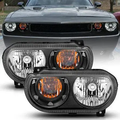 Anzo 2008-2014 Dodge Challenger Crystal Headlights Black 1