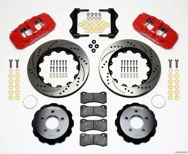 Wilwood Aero6 Front Hat Kit 14.25 Drilled Red 2006-10 Magnum/Challenger/Charger/300C 1