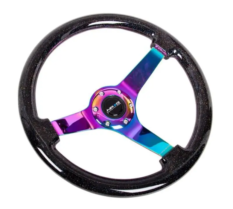 Nrg Reinforced Steering Wheel (350Mm / 3In Deep) Minty Fresh Wood Grain W/Black 3-Spoke Center 1