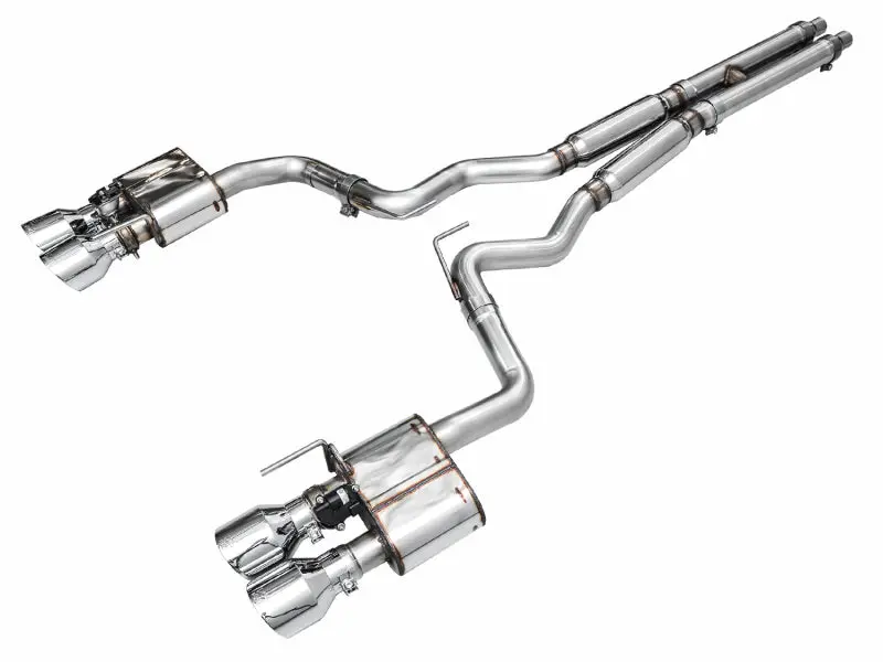 Awe 2024 Ford Mustang Dark Horse S650 Rwd Switchpath Catback Exhaust W/ Quad Chrome Silver Tips 1