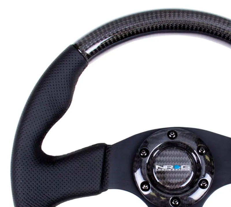 Nrg Carbon Fiber Steering Wheel (315Mm) Leather Trim W/Black Stitching 1