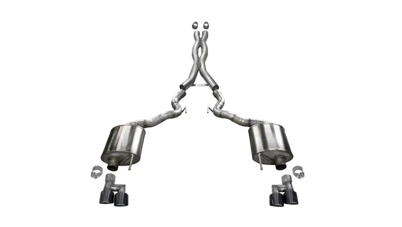 Corsa 2018-2023 Ford Mustang Gt Convertible W/O Active Valves Xtreme Cat-Back W/ Black Pvd 4In Tips 1