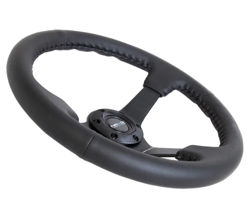 Nrg Reinforced Steering Wheel (350Mm / 3In. Deep) Bk Leather W/Bk Bball Stitch (Odi Bakchis Edition) 2