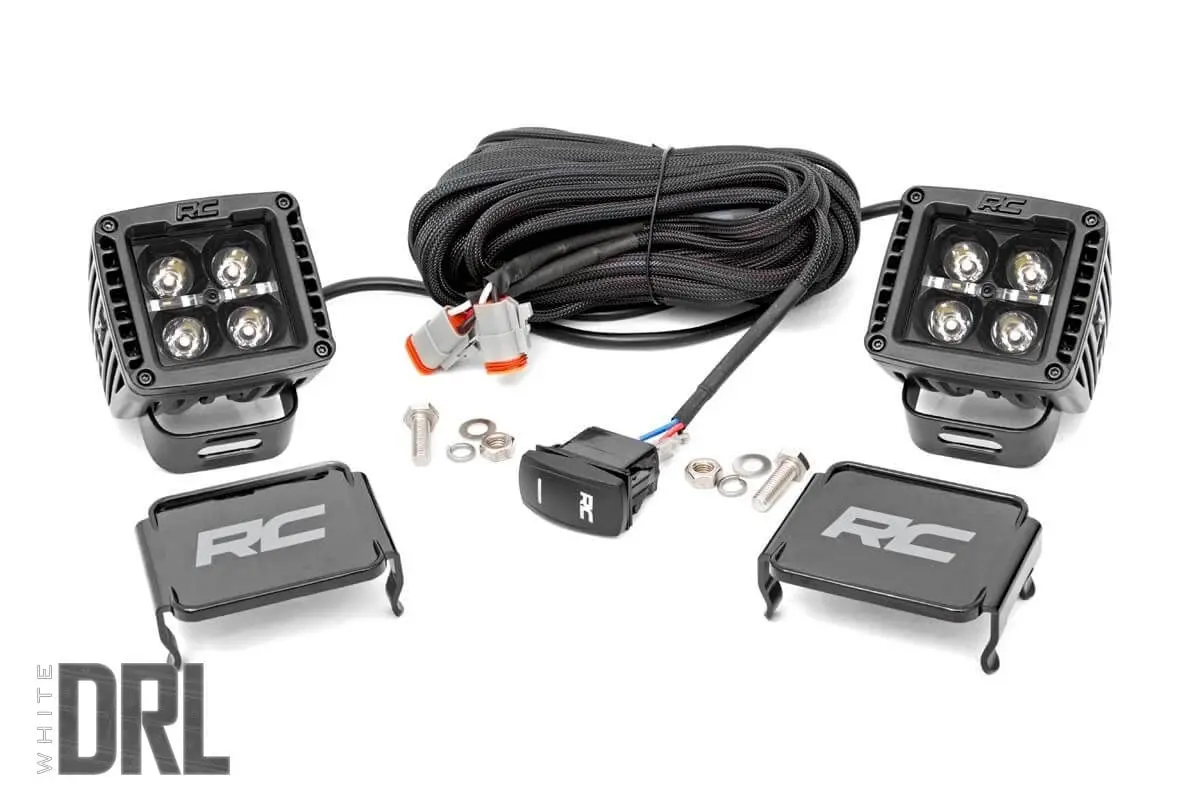 Rough Country 2 Inch Black Series Led Light Pods Spot | Square | Cool White Drl 1