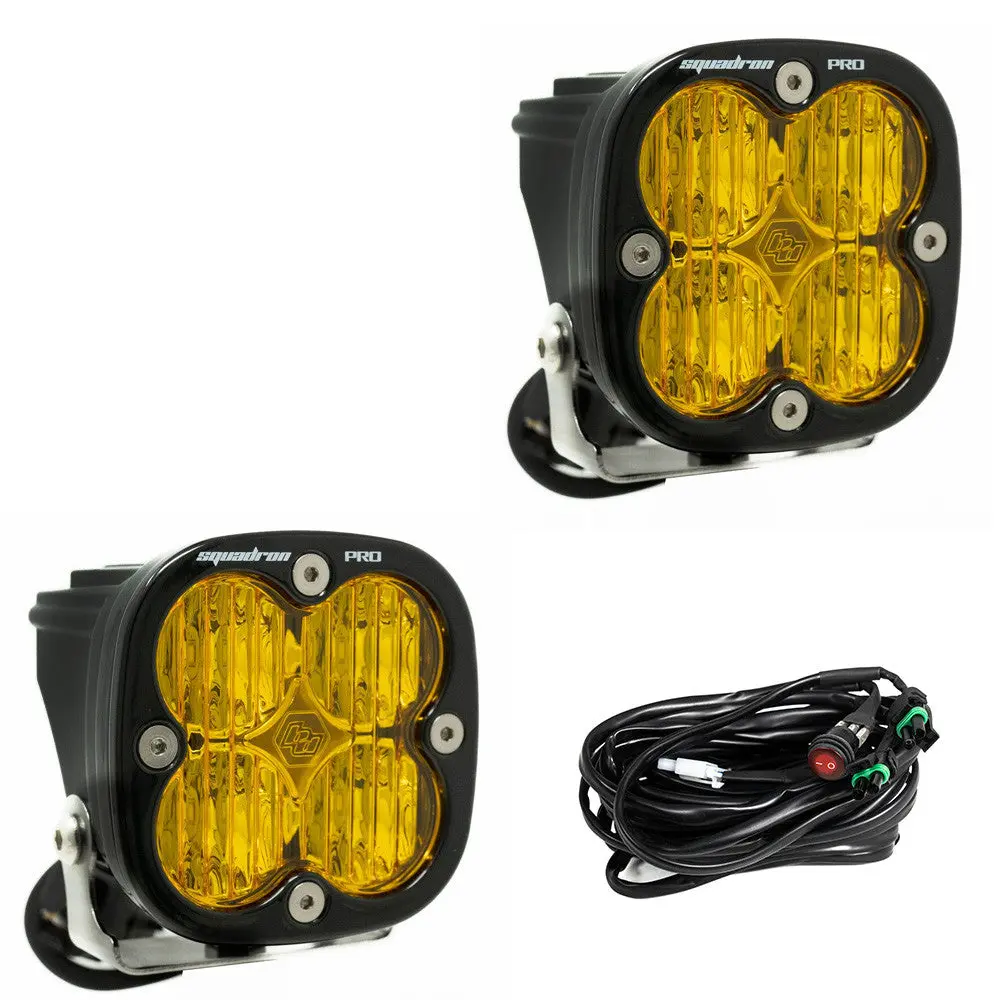 Baja Designs Squadron Pro Black Led Auxiliary Light Pod Pair - Universal Baja Amber Wide Cornering 1