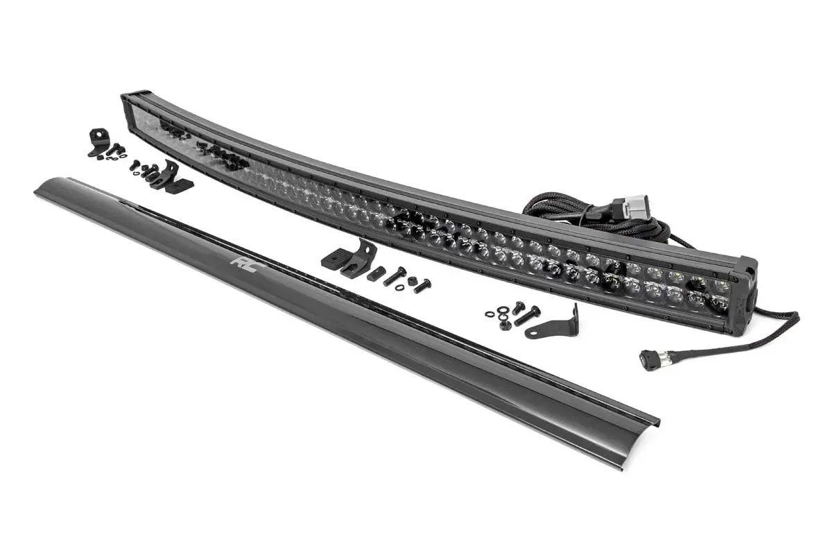 Rough Country 50 Inch Black Series Led Light Bar Curved | Dual Row | Cool White Drl 1