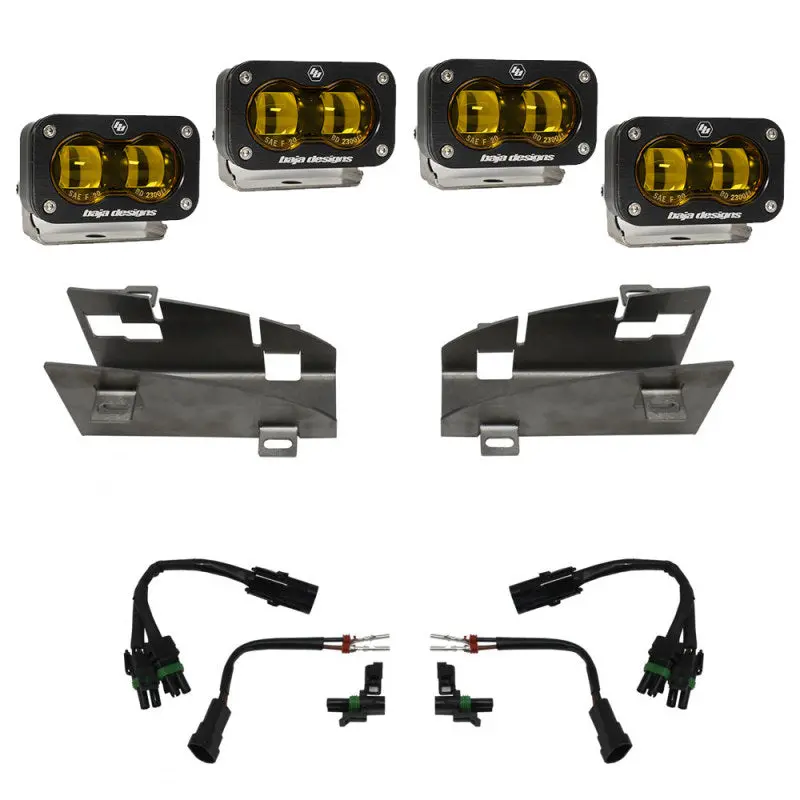 Baja Designs 19-22 Dodge Ram 1500 Rebel / 21-22 1500 Trx S2 Sae Dual Fog Pocket Light Kit - Amber 2