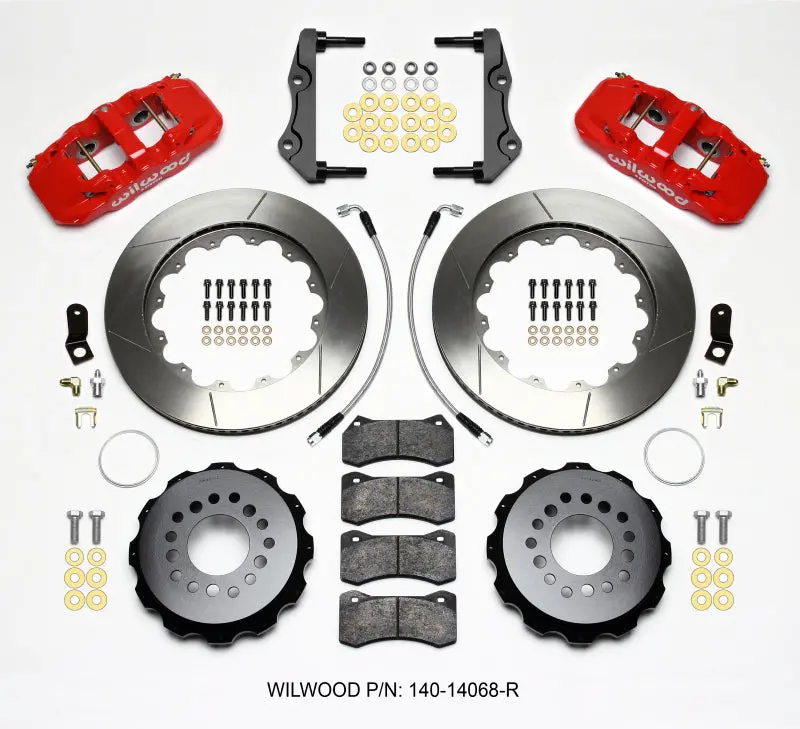 Wilwood Aero4 Rear Kit 14.25In Red 2014-Up Challenger W/Lines 1