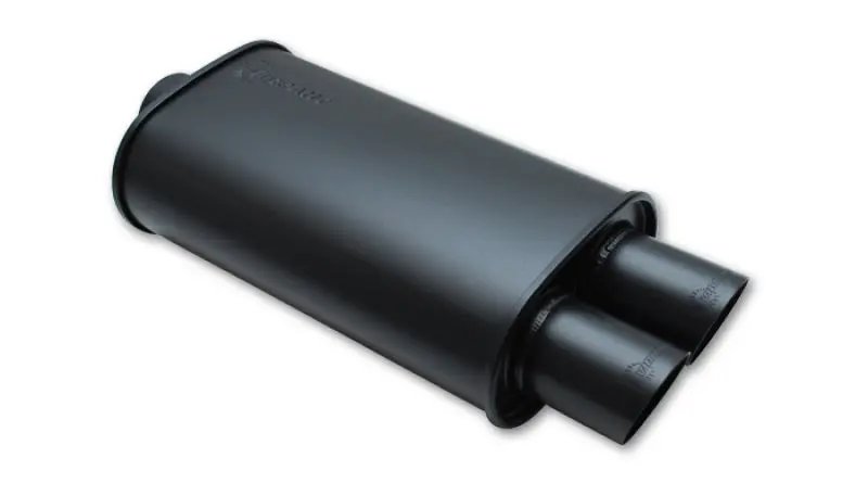Vibrant Streetpower Flat Black Oval Muffler With Dual 3In Outlet - 3In Inlet I.D. 1