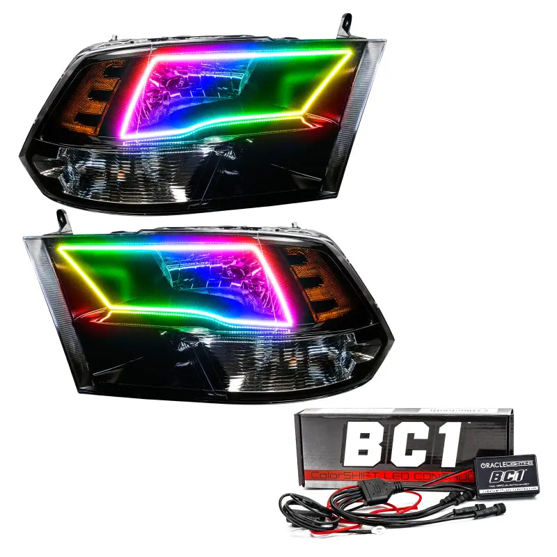 Oracle 09-17 Ram 1500 Trx Quad Pre-Assembled Headlights Blk Housing - W/ Bc1 Controller 1