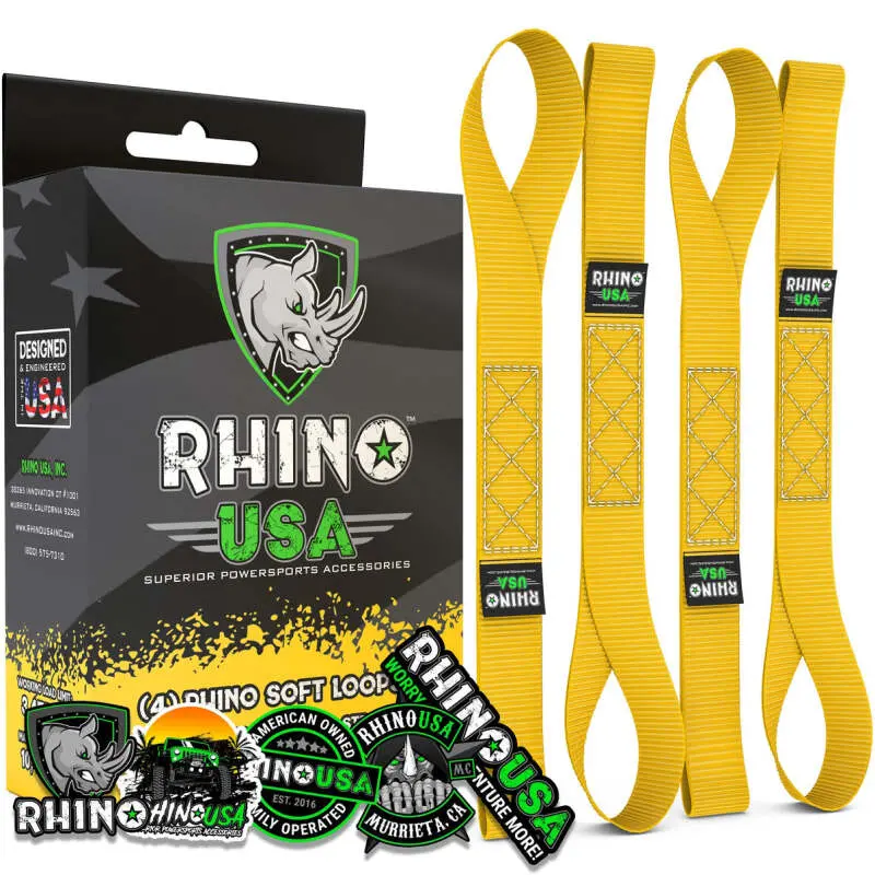 Rhino Usa Soft Loops Motorcycle Tie-Down Set 4-Pack Yellow 1