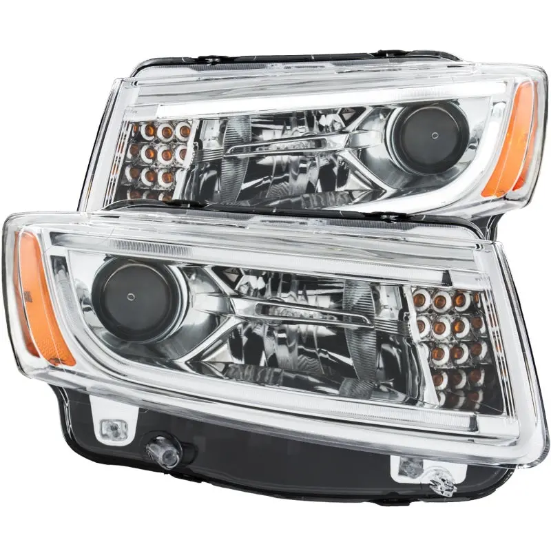 Anzo 2014-2015 Jeep Grand Cherokee Projector Headlights W/ Plank Style Design Chrome 1