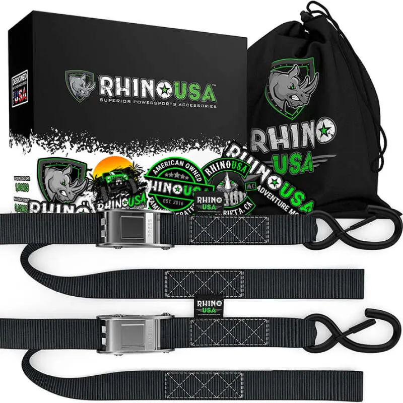 Rhino Usa Cambuckle Motorcycle Tiedown Straps 2-Pack (Orange) 1.5In X 8Ft 1