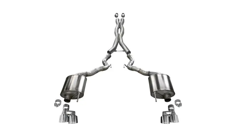 Corsa 2018-2023 Ford Mustang Gt Convertible Sport Cat-Back Exhaust W/ 4In Tips 1