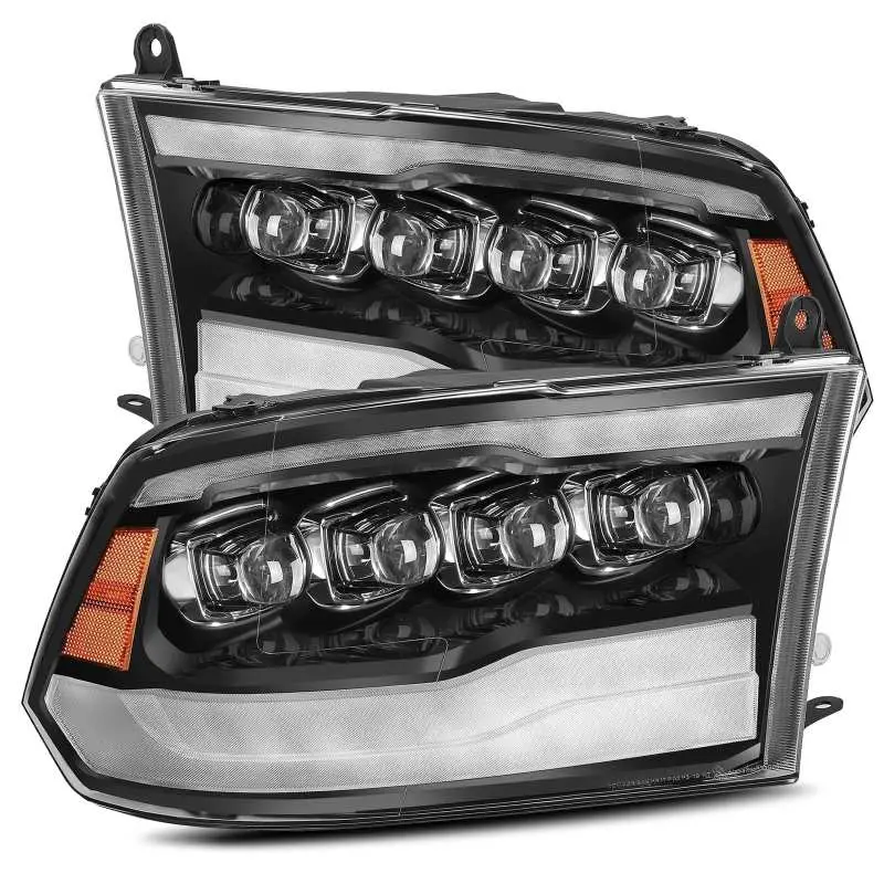 Alpharex 09-18 Dodge Ram 1500Hd Nova Led Projector Headlights Plank Style Design Gloss Black W/Drl 1