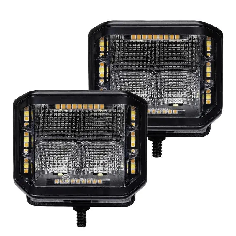 Go Rhino Xplor Blackout Combo Series Cube Sideline Led Flood Lights W/Amber 4X3 - Blk (Pair) 2