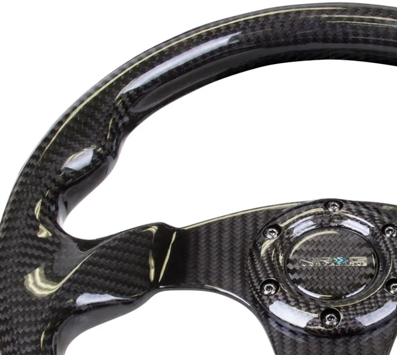 Nrg Carbon Fiber Steering Wheel (320Mm) Flat Bottom W/Shiny Black Carbon 1