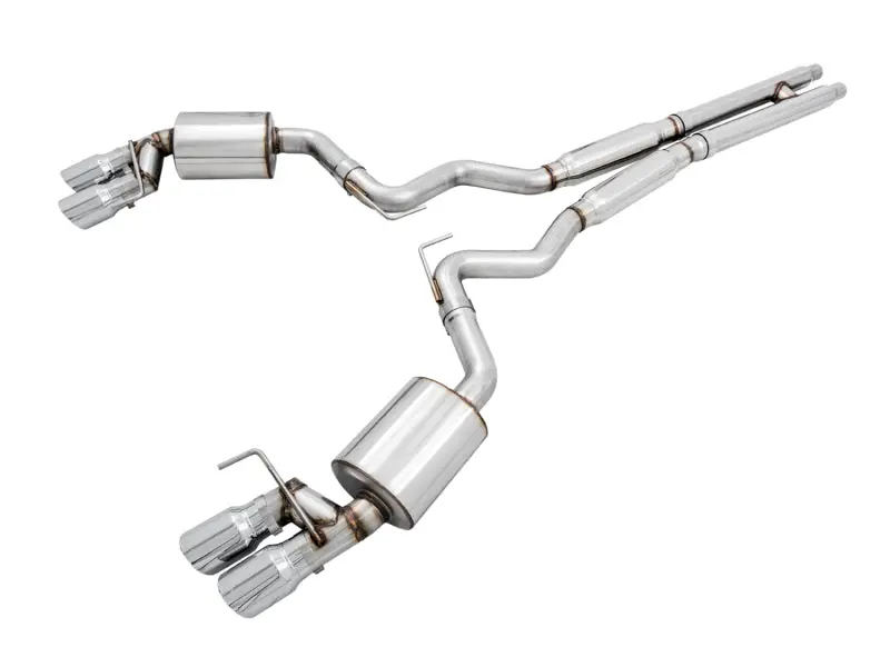 Awe Tuning 2018+ Ford Mustang Gt (S550) Cat-Back Exhaust - Touring Edition (Quad Chrome Silver Tips) 1